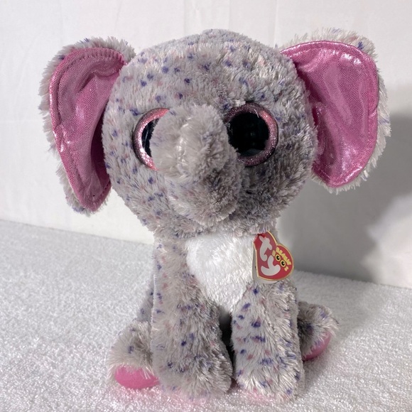 Ty Beanie Boos Specks Grey Pink Elephant Plush Toy - Picture 2 of 15